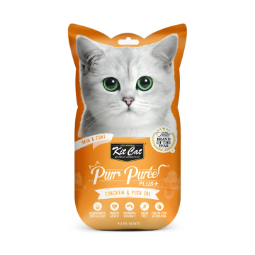 Kit Cat Purr Puree Plus Skin & Coat Chicken & Fish Oil 15g x 4pcs